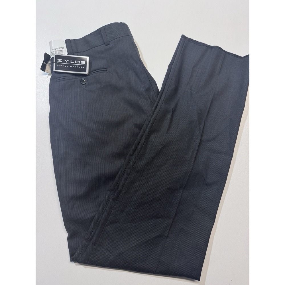Zylos George Machado Oxford Wool Pants Grey Stripe 38 Reg
